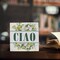 Ciao Sign Italian Hello Welcome Sign Desk Decor Wooden Box Sign Watercolor Hand Drawn Flower Rustic Wood Block Plaque Box Sign for Home Farmhouse Office Kitchen Bathroom Shelf Table Decoration